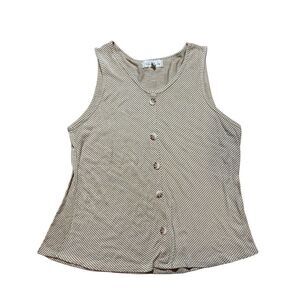 French Laundry tan‎ white striped tunic tank sz 3XL plus size cottage